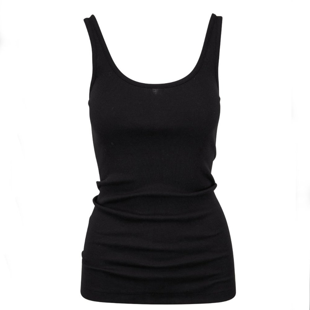 Vince pima cotton black tank top with pocket